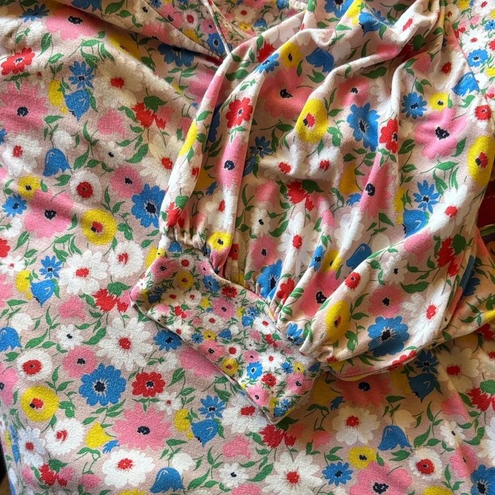 Boden Multicolor Floral Square Neck Blouse-Size 6